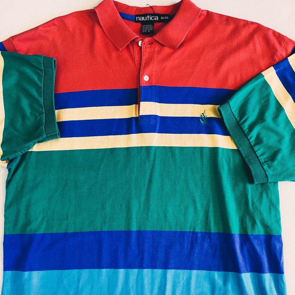 Men’s Nautica Rainbow Colorblock Stripe Polo Shirt